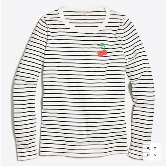 J. Crew Tops - J. Crew Embroidered Cherry 🍒 LS Striped Sweater